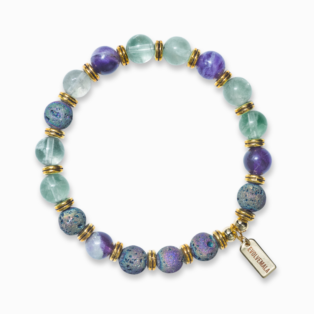 Fluorite & Lava Stone 'Calm' Bracelet