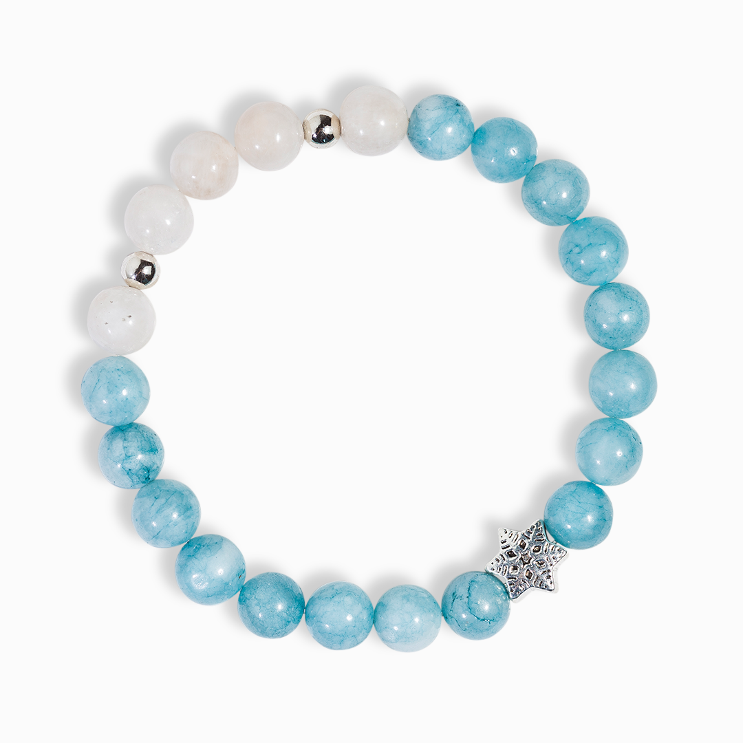 Aquamarine & Moonstone 'Snowflake' Bracelet