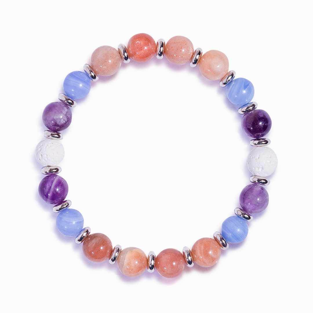 Amethyst & Peach Moonstone 'Daydreams' Bracelet