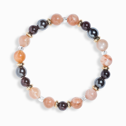 Peach Moonstone & Garnet 'Blossom' Bracelet