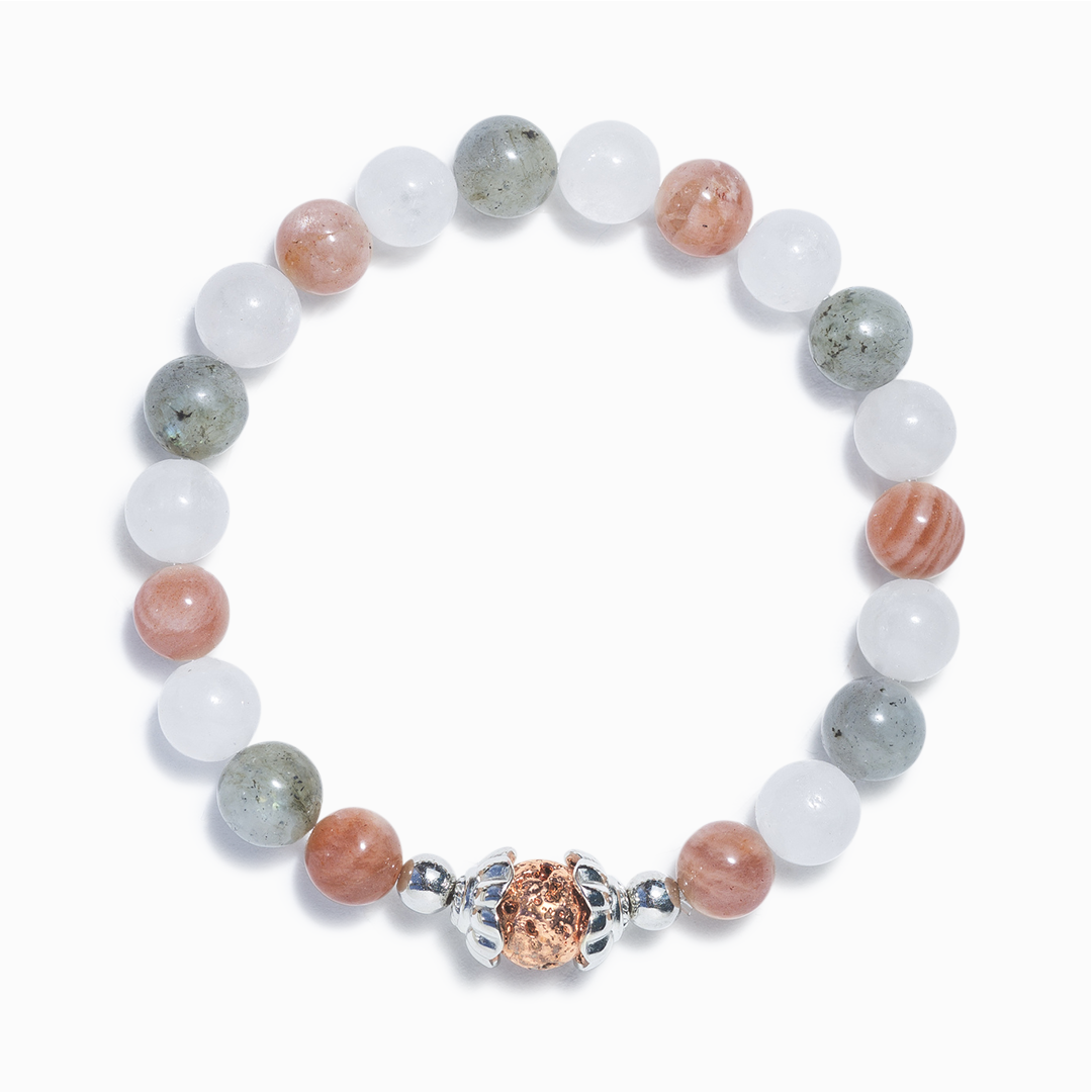 Peach Moonstone & White Jade 'Comfort' Bracelet