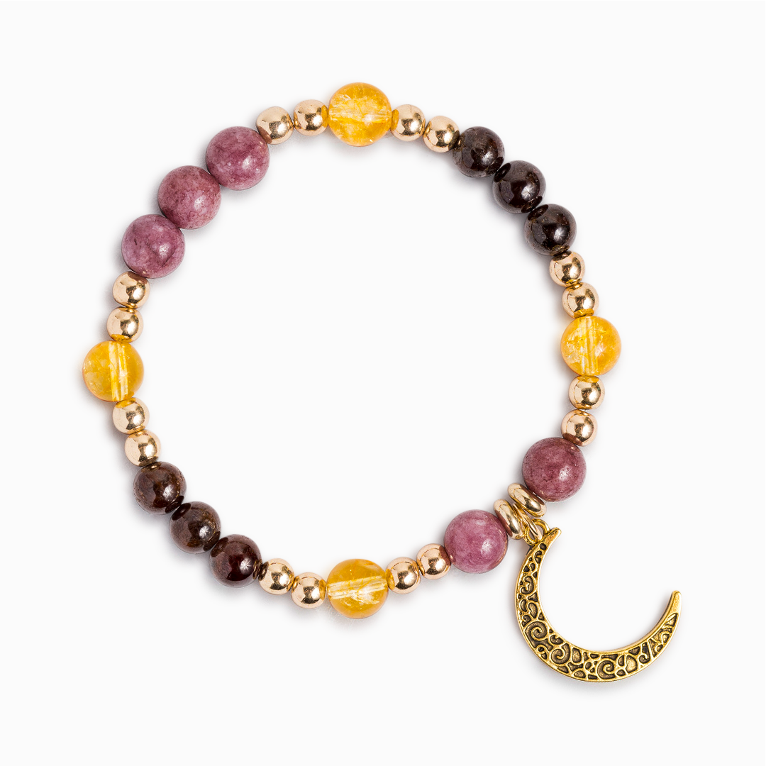 Lepidolite & Garnet 'Flow of Abundance' Bracelet