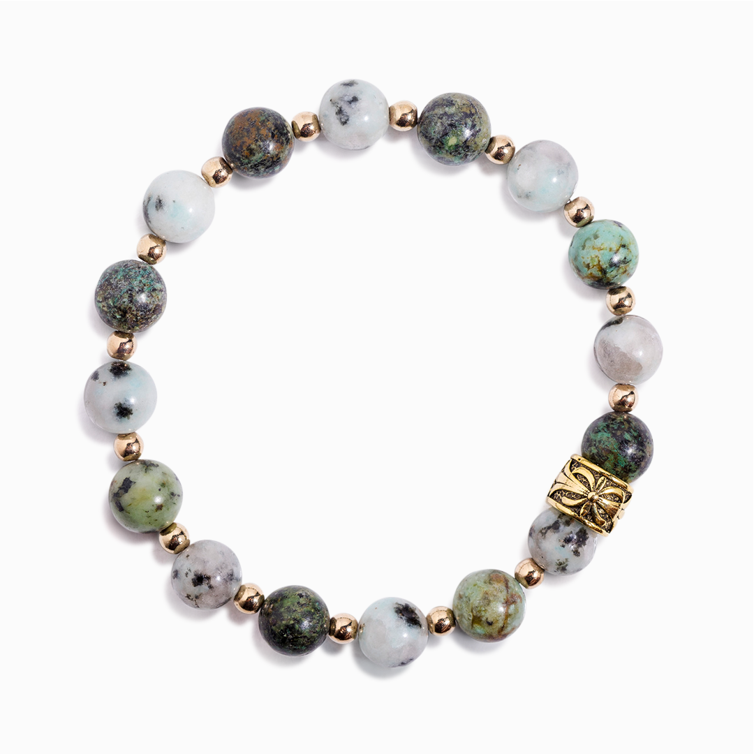 African Turquoise & Kiwi Jasper 'Oasis' bracelet