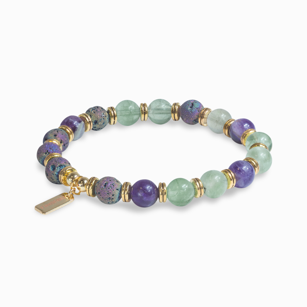 Fluorite & Lava Stone 'Calm' Bracelet