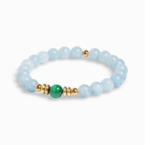 Aquamarine & Malachite 'Refresh' Bracelet – Evolve Mala