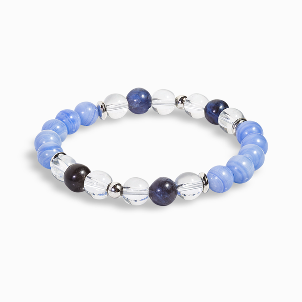 Celestial Blue Agate/Crystal/Sodalite/Leather Multi-wrap Bracelet