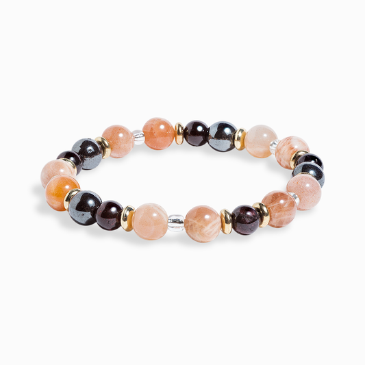 Peach Moonstone & Garnet 'Blossom' Bracelet