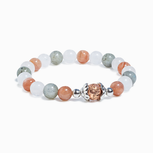 Peach Moonstone & White Jade 'Comfort' Bracelet