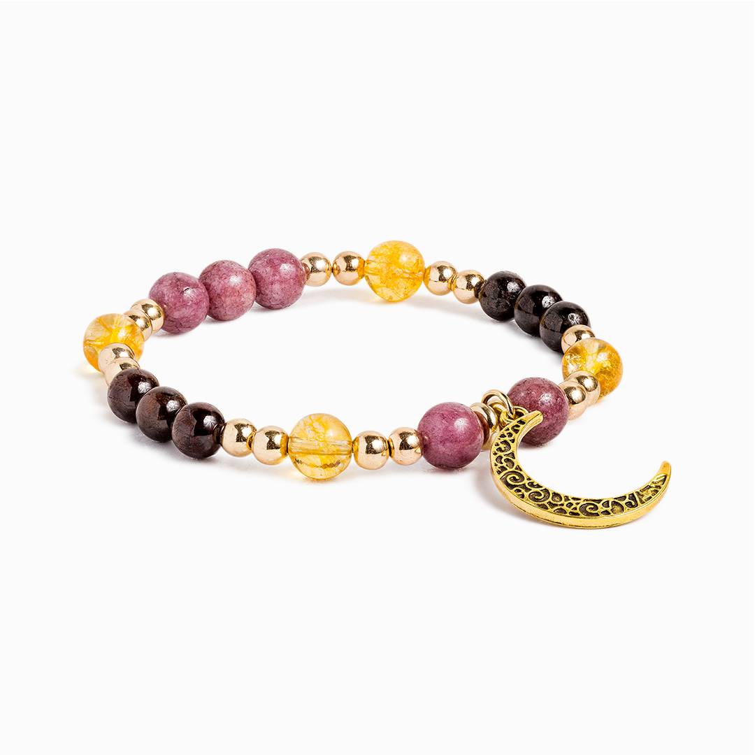 Lepidolite & Garnet 'Flow of Abundance' Bracelet