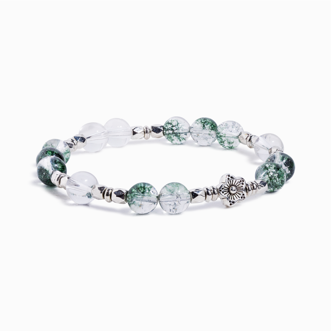 Green Phantom Quartz & Clear Quartz 'Alignment' bracelet