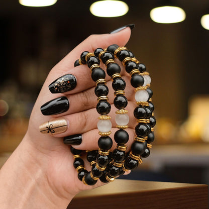 Selenite & Obsidian 'Lunar Glow' Bracelet