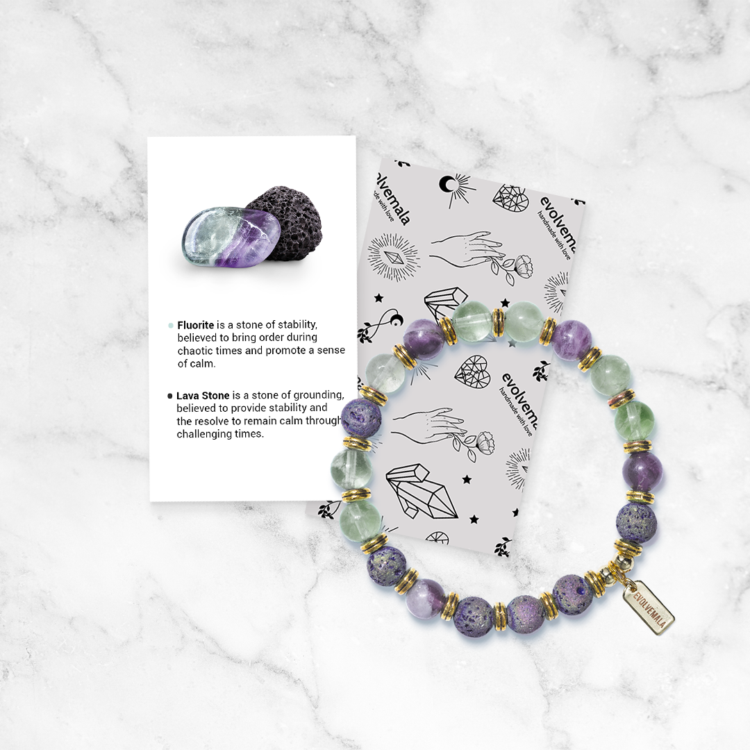 Fluorite & Lava Stone 'Calm' Bracelet