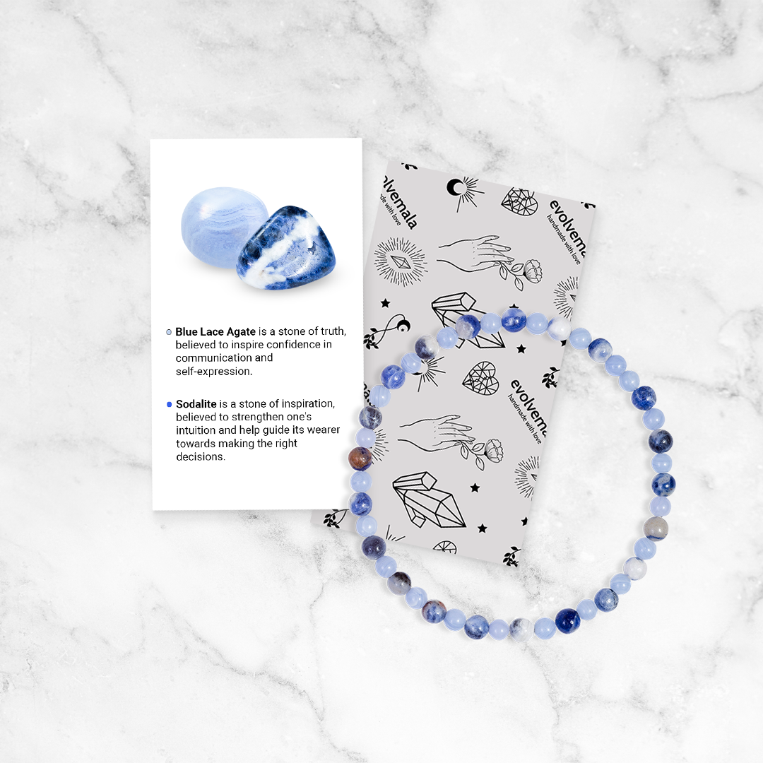 Blue Lace Agate & Sodalite Mini Gemstone Bracelet