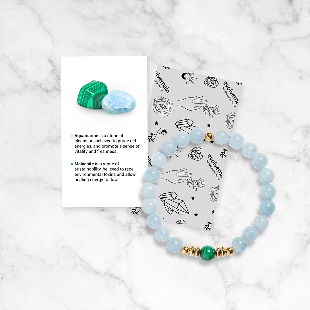 Aquamarine & Malachite 'Refresh' Bracelet