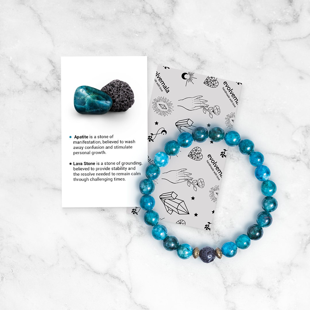 Apatite & Lava Stone 'Growth' Bracelet