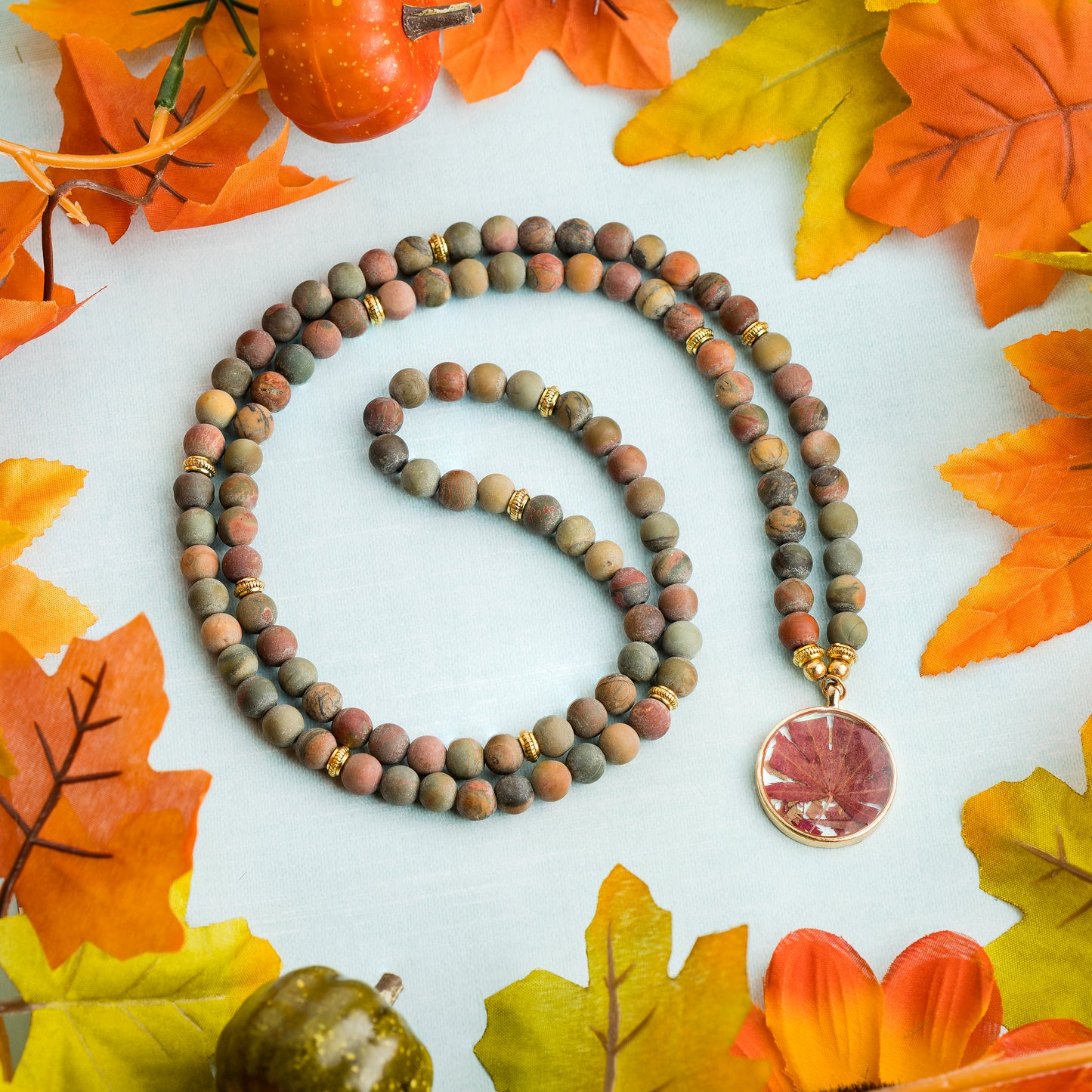 Red Creek Jasper 'Autumn Leaves' Mala