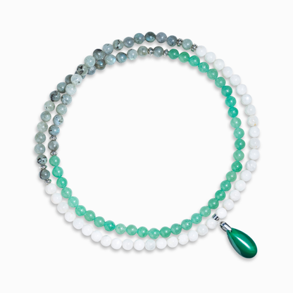 Green Aventurine & Moonstone 'Prosperity' 108 Bead Mala