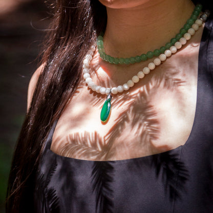 Green Aventurine & Moonstone 'Prosperity' 108 Bead Mala