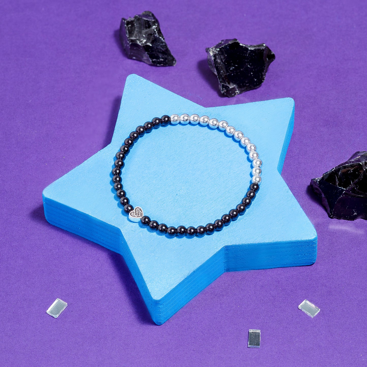 Obsidian & Hematite Mini Gemstone Bracelet II