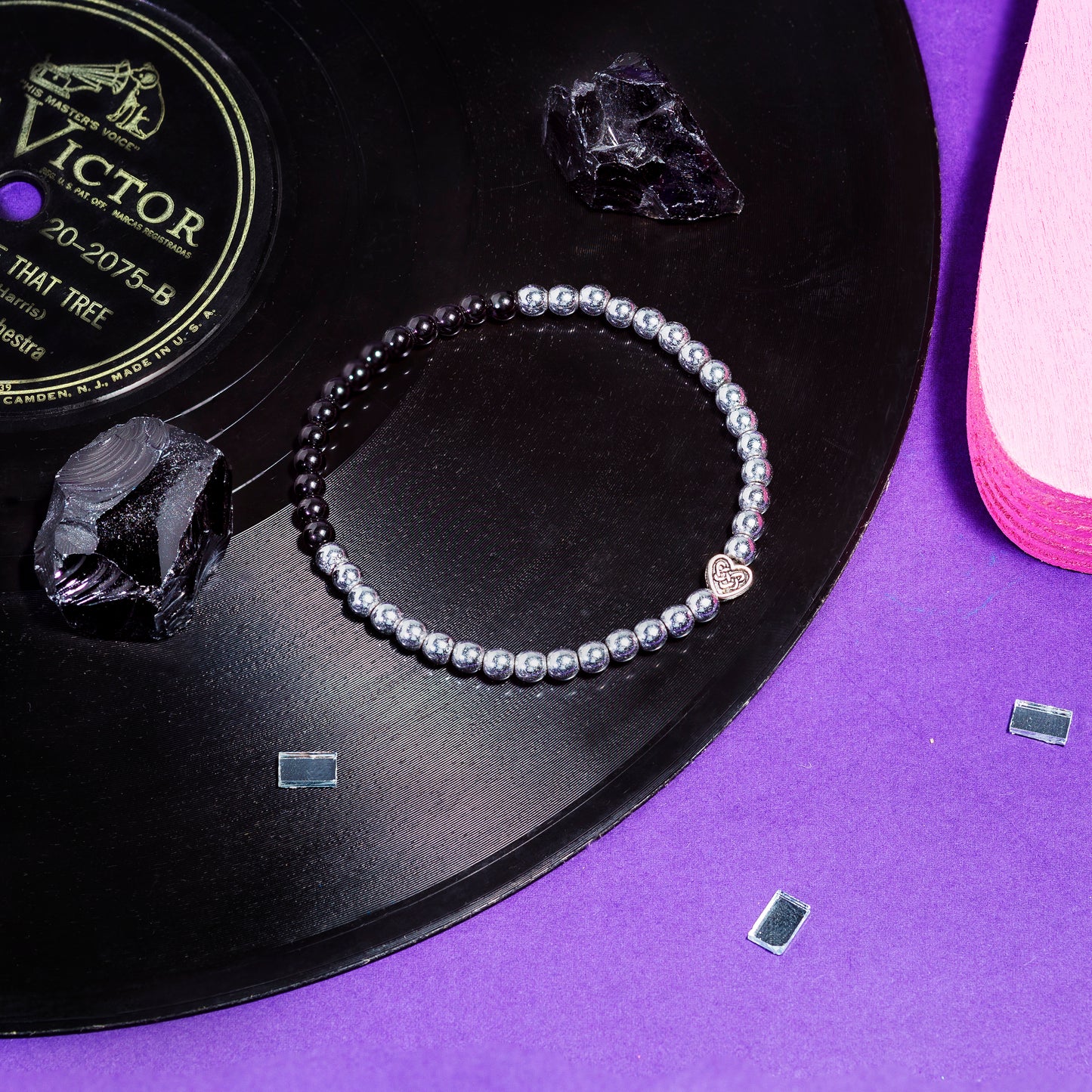 Obsidian & Hematite Mini Gemstone Bracelet III