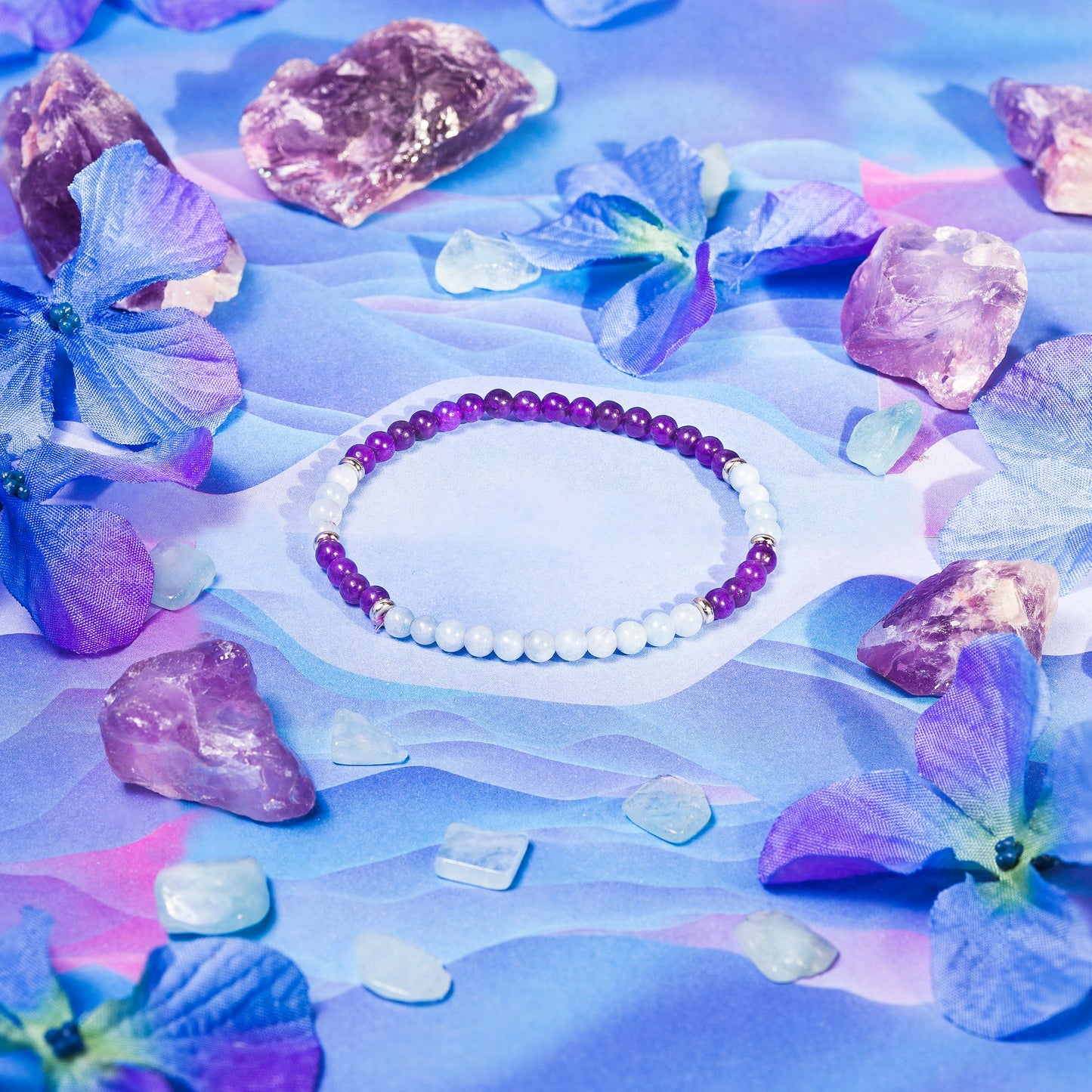 Amethyst & Aquamarine Mini Gemstone Bracelet