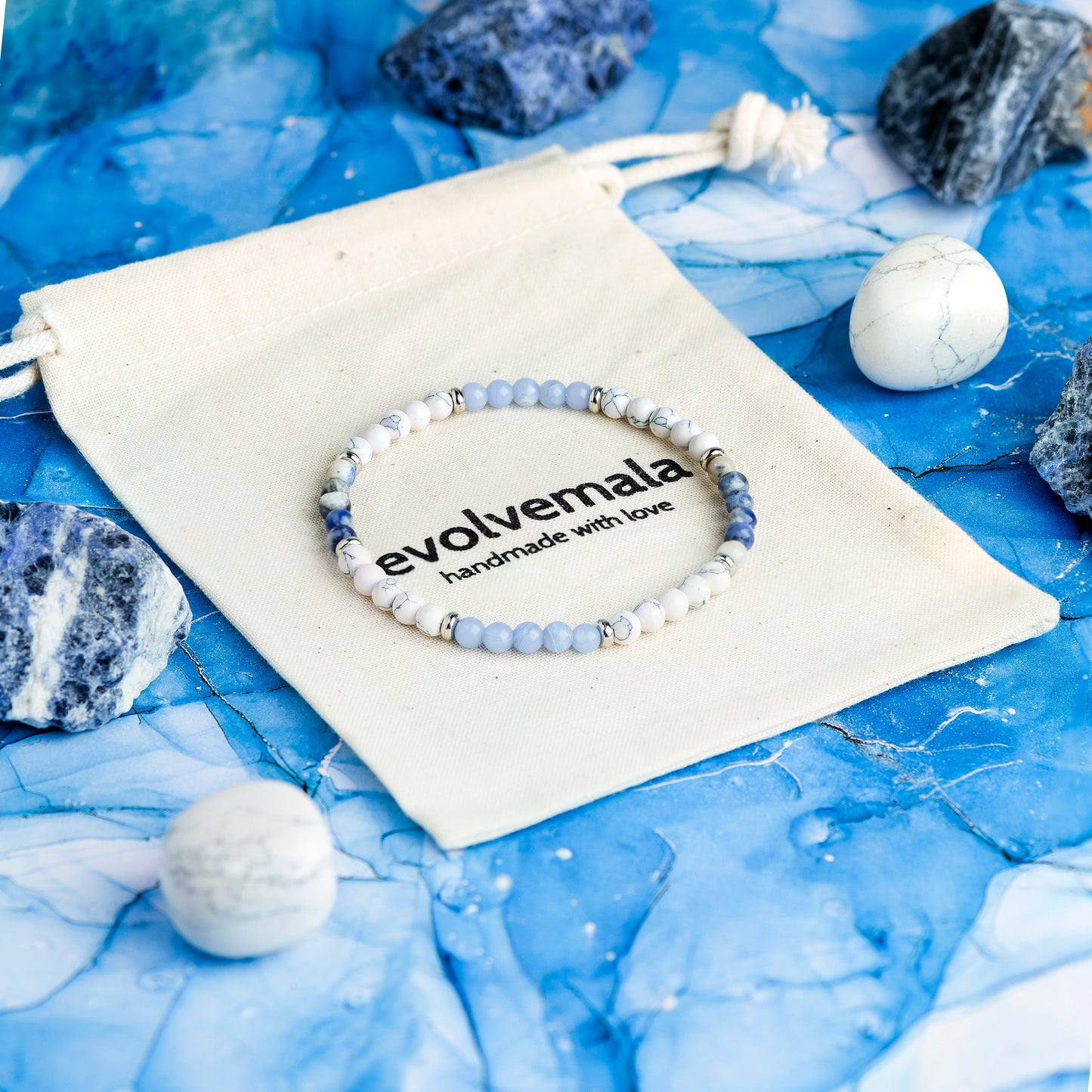 Blue Lace Agate, Howlite & Sodalite Mini Gemstone Bracelet II