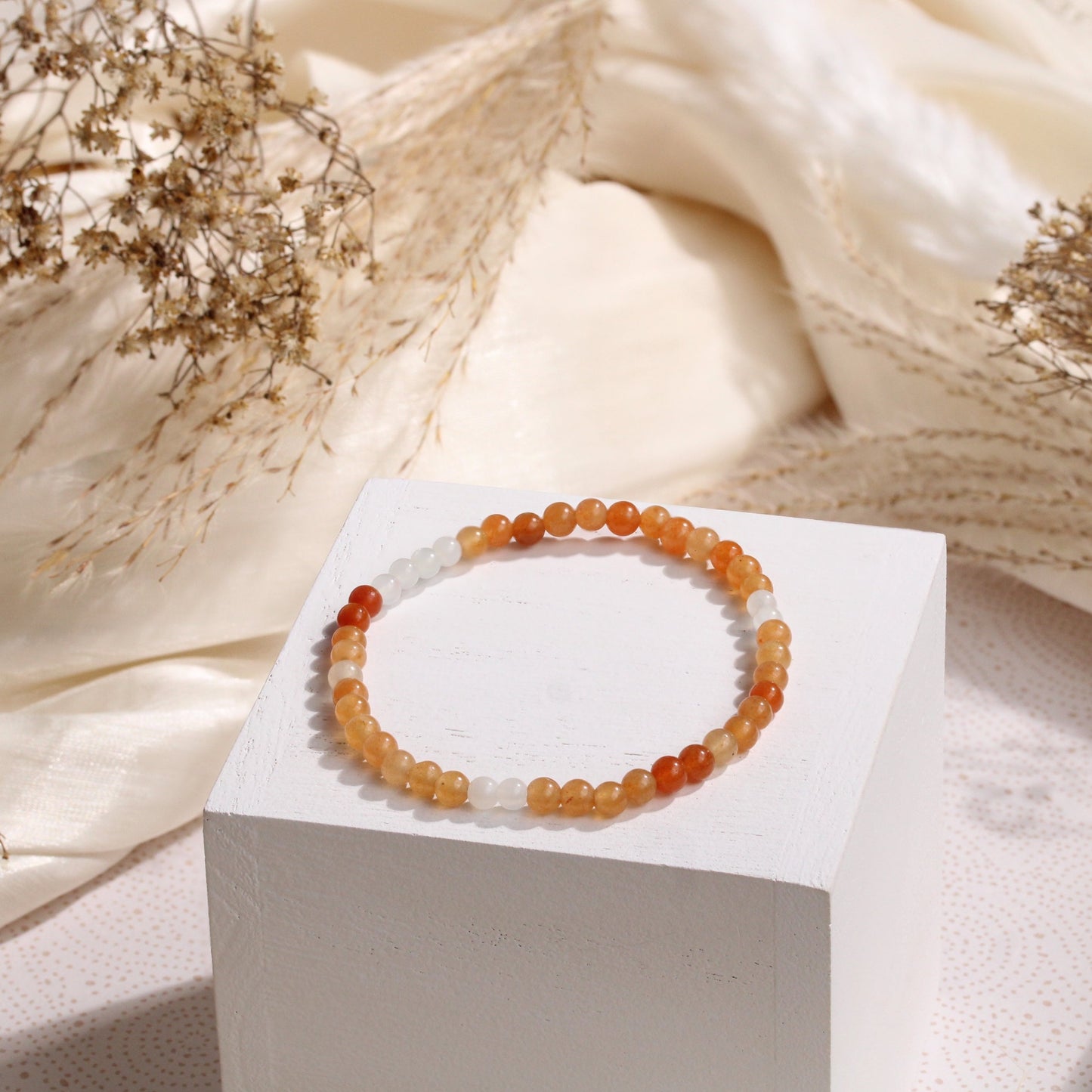 Carnelian & Moonstone Mini Gemstone Bracelet