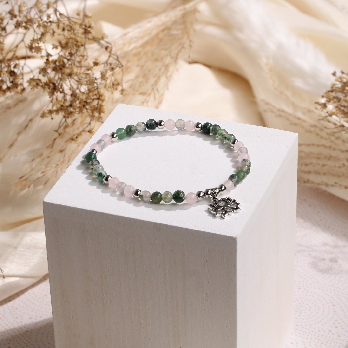 Labradorite, Moss Agate & Rose Quartz Mini Gemstone Bracelet