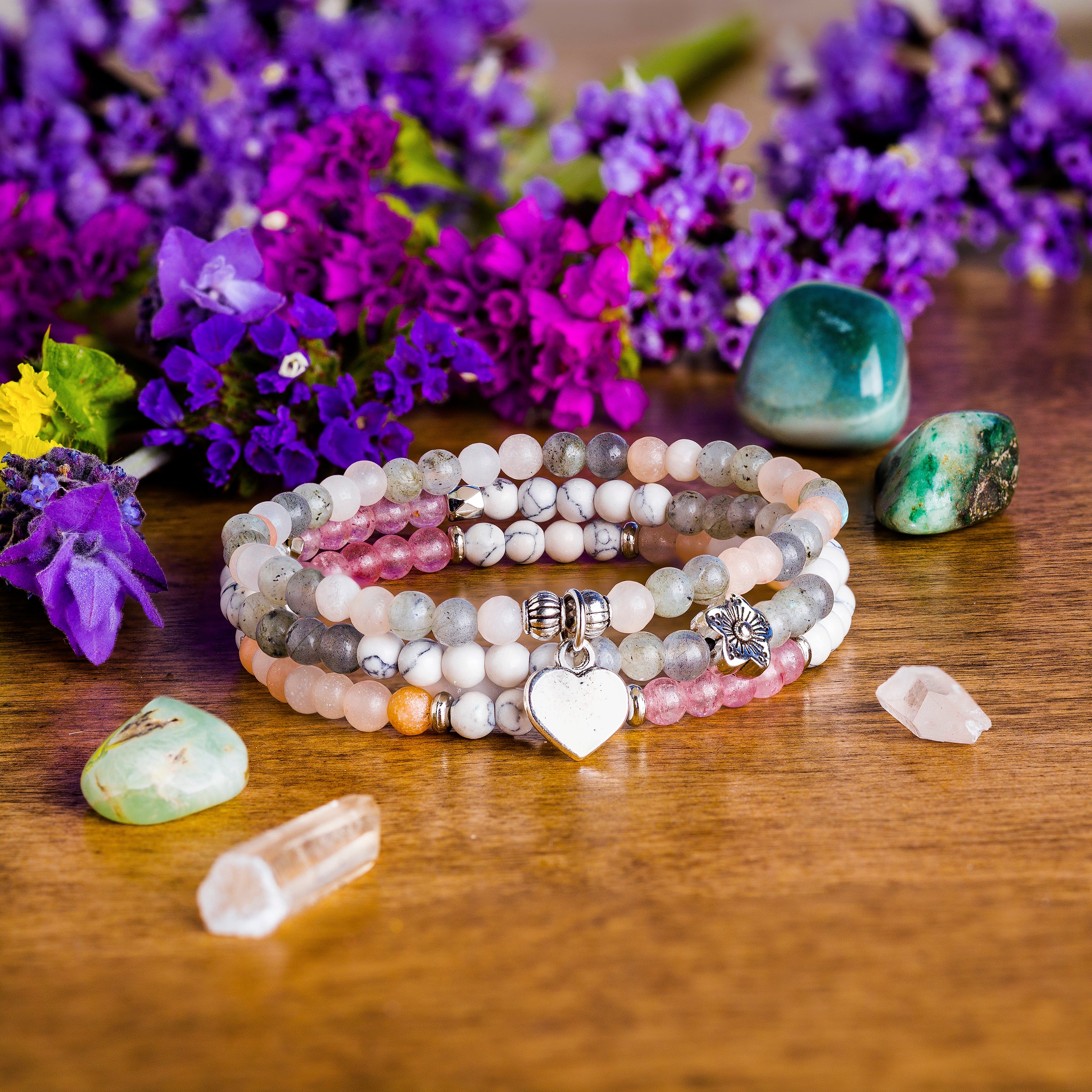 Self Love Rose selling Quartz Beaded Bracelet Stacks