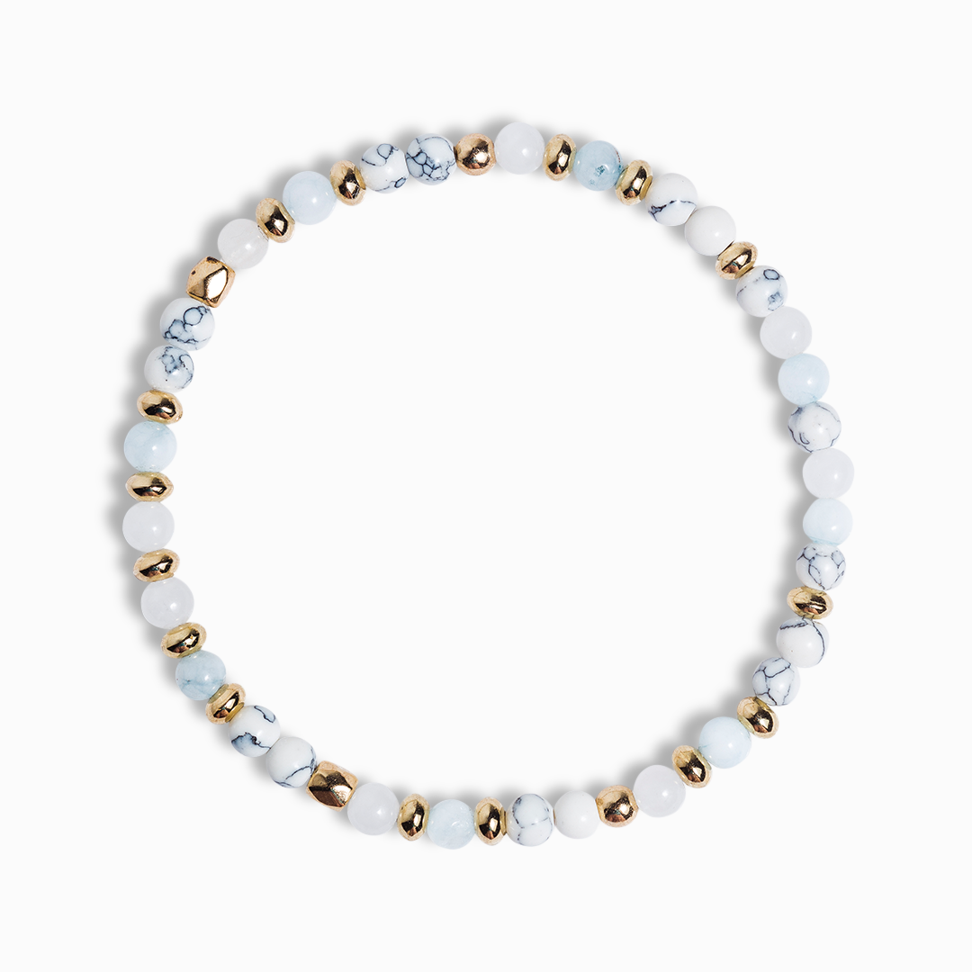 Aquamarine, White Jade, & Howlite Mini Gemstone Bracelet