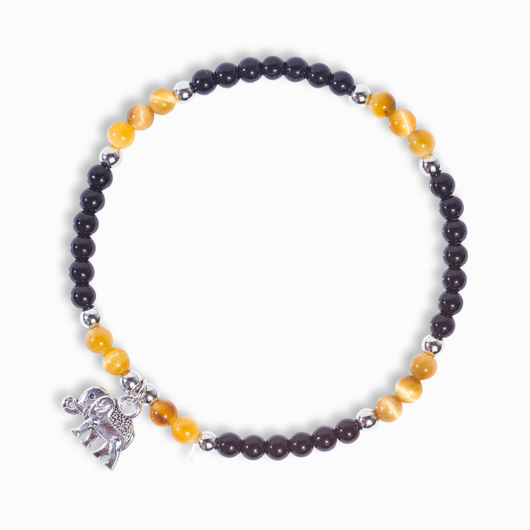 Honey Tiger's Eye & Obsidian Mini Gemstone Bracelet