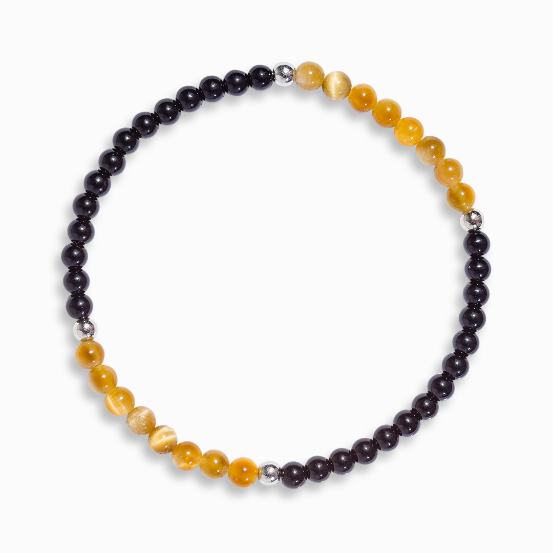 Honey Tiger's Eye & Obsidian Mini Gemstone Bracelet III