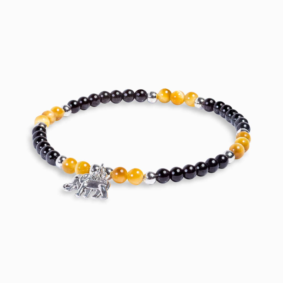 Honey Tiger's Eye & Obsidian Mini Gemstone Bracelet