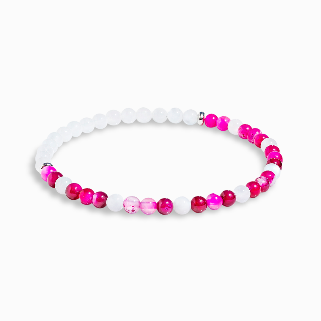 Moonstone & Pink Agate Mini Gemstone Bracelet