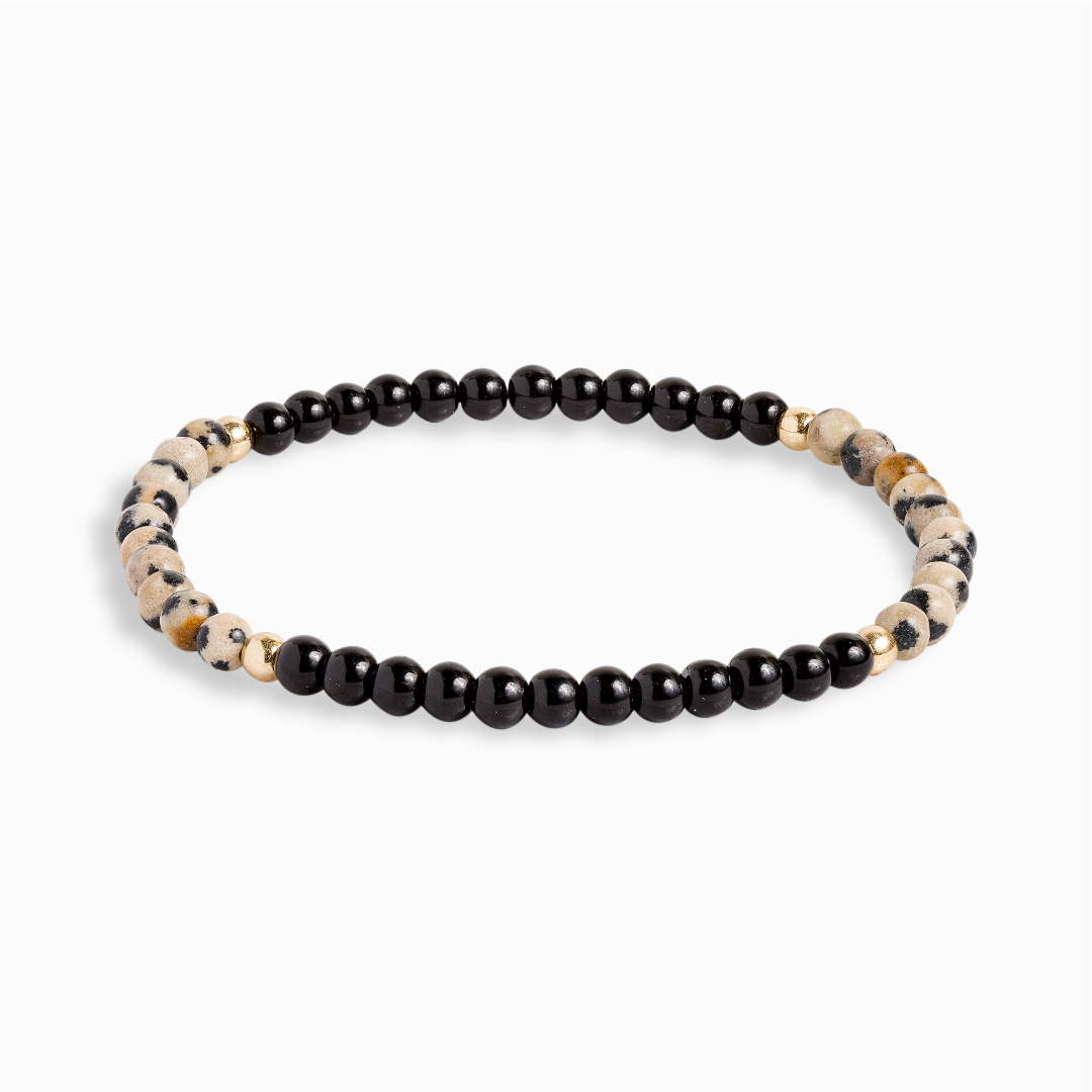 Dalmatian Jasper & Obsidian Mini Gemstone Bracelet