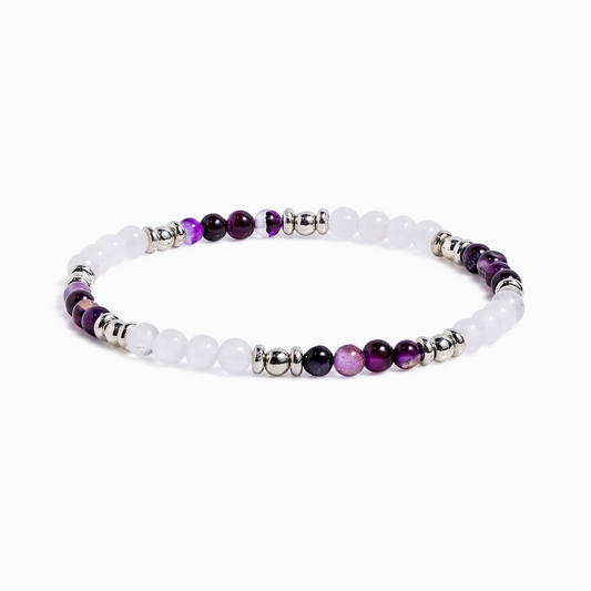 Purple Agate & White Jade Mini Gemstone Bracelet