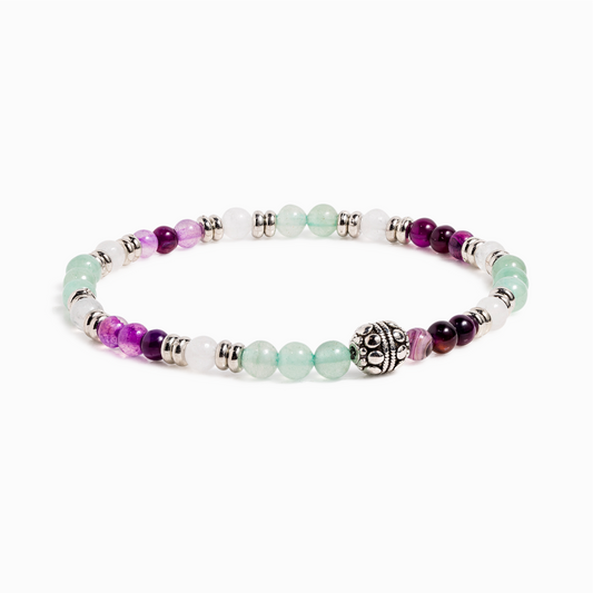 Purple Agate & Fluorite Mini Gemstone Bracelet