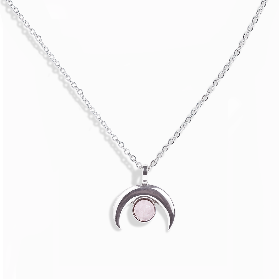 Rose Quartz Moon Necklace