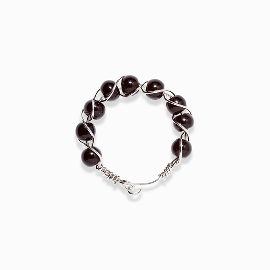 Obsidian Mini Beaded Ring