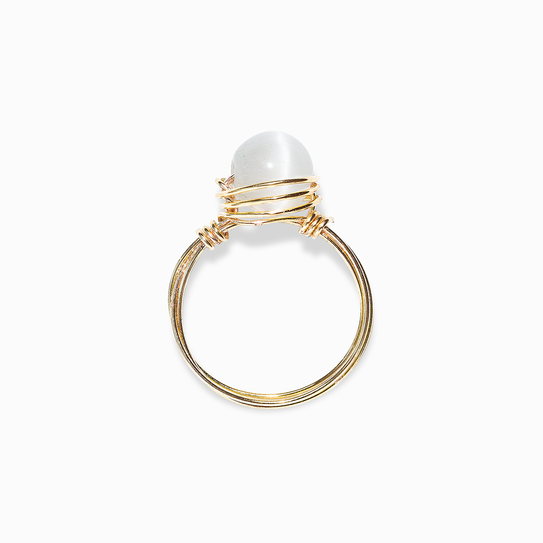 Selenite Crystal Bead Ring
