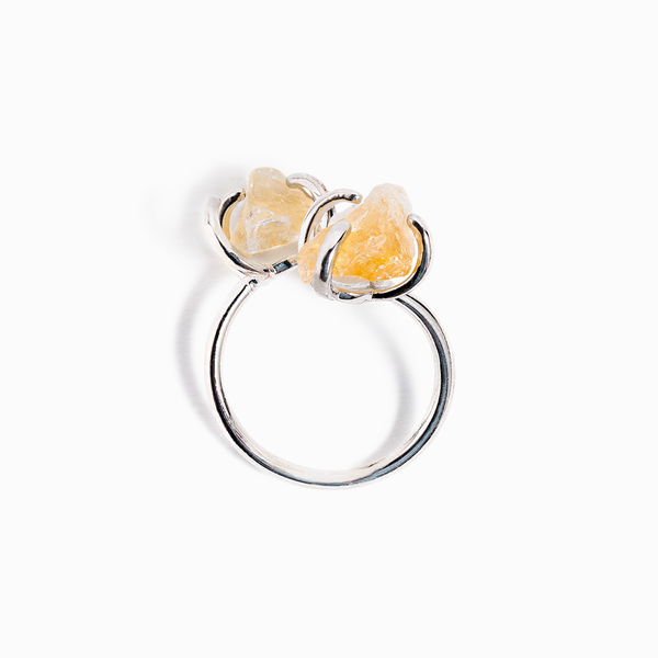 Citrine Twin Crystal Ring