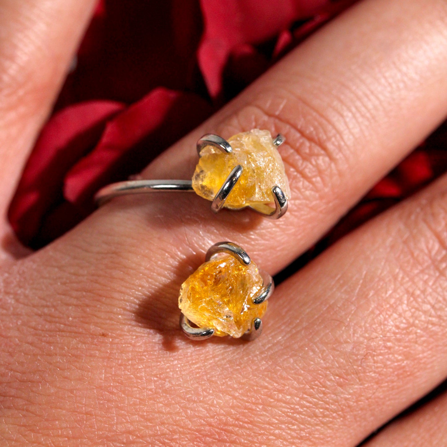 Citrine Twin Crystal Ring